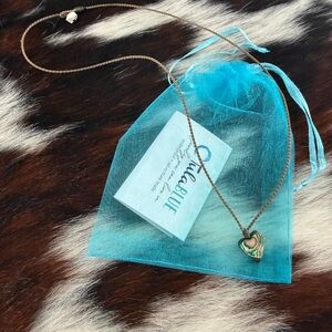 New authentic Tula blue abalone Heart Pendant Necklace 20 inch